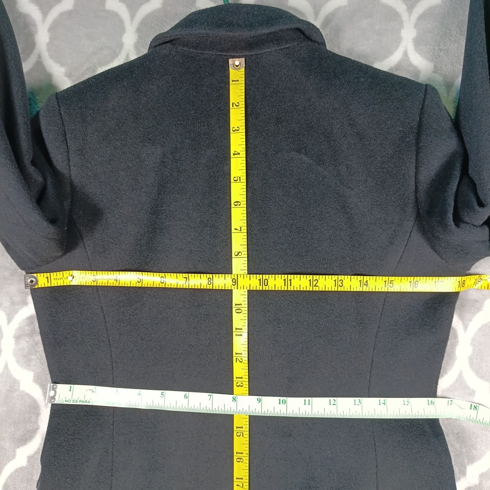 Lauren Ralph Lauren Trench Coat Women Size 0 Black Wool Blend Double Breasted - Picture 5 of 13